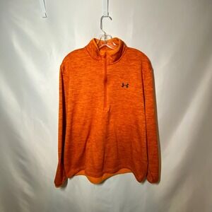 Under Armour ColdGear Mens XL Orange Heathered Quarter Zip Pullover Loose Fit